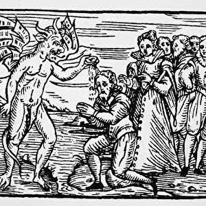 Baptism by the Devil, copy of an illustration from Compendium Maleficarum