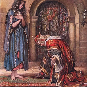 Barefooted came the Beggar-Maid before the King Cophetua, illustration from The Childrens Tennyson: Stories in Prose and Verse from Alfred Lord Tennyson by May Byron, 1910 (colour litho)