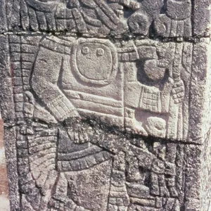 Bas relief of a warrior from Chichen Itza, Maya-Toltec, early Post Classical period (c.900-c.1200) (stone) Bas relief of a warrior from Chichen Itza, Maya-Toltec, early Post Classical period (c.900-c.1200) (stone)