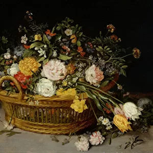A Basket of Flowers, c. 1625 (oil on wood)