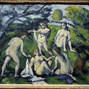 Five Bathers Painting by Paul Cezanne (1839-1906). 1877-1878 Sun. 45. 5x55cm