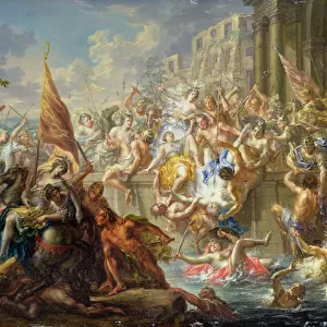 The Battle of the Amazons, c. 1730 (oil on copper)