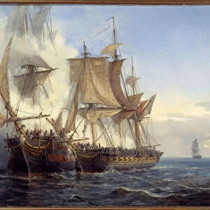 Battle between the Bellona and Lord Nelson Painting by Auguste Mayer (1805-1890