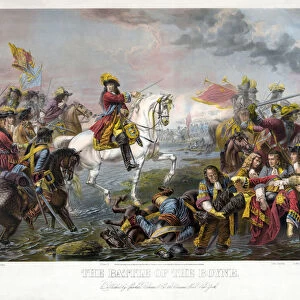 The Battle of the Boyne, pub. 1865 (coloured engraving)