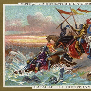 Battle of Courtrai in 1302 (chromolitho)