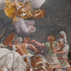 A Battle, detail, The Trojan Horse, Chamber of Troy (Sala di Troia), 1538 - 1539
