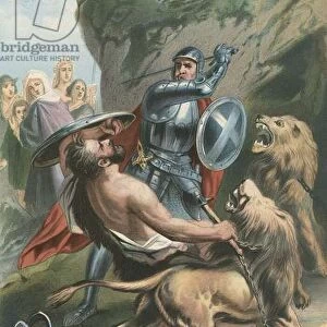 The Battle of Great-Heart with Giant Grim and the Lions