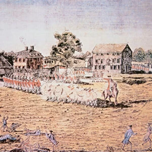 Battle of Lexington, 19 April 1775 (colour litho)