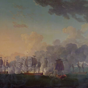The Battle of Louisbourg on the 21st July 1781 (oil on canvas)