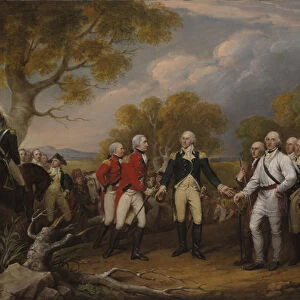 Battle of Saratoga, the British General John Burgoyne surrendering to the American General