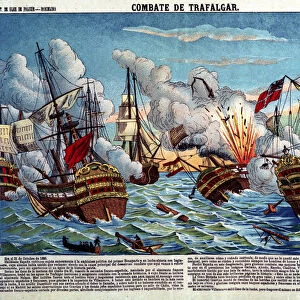 The Battle of Trafalgar, October 21, 1805. Spanish engraving from the end of the 19th