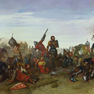 The Battle of Trente in 1350, 1857 (oil on canvas)
