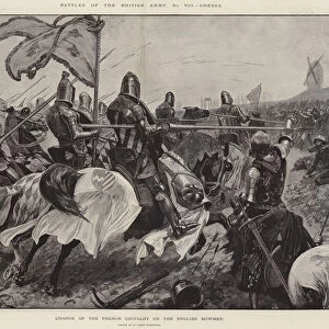 Battles of the British Army, Cressy, Charge of the French Chivalry on the English Bowmen (litho)