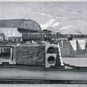 Bazalgette, The Thames Embankment, 1867 (litho)