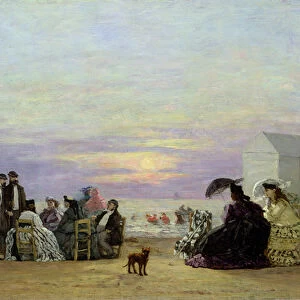 Beach Scene, Evening, 1864 (oil on panel)