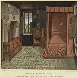 Bedchamber, 15th Century (colour litho)