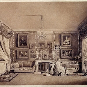 Bedroom of the Duchess of Berry at the Tuileries. Drawing by Auguste Garneray (1785-1824)