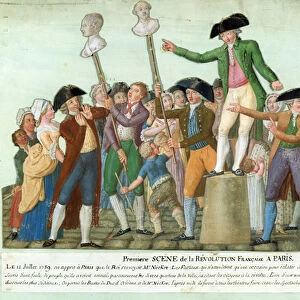 The Beginning of the French Revolution, 12 July 1789, Paris (gouache on card)
