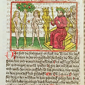 Belial Presenting Adam and Eve to Solomon, illustration from a German translation of