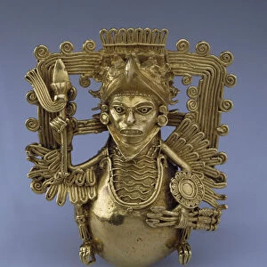 Bell pendant, in the Form of an Eagle Warrior par Pre-Columbian art, Late 15th cen