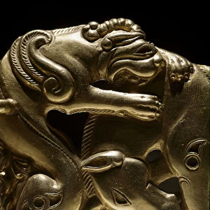 Belt fibule depicting a griffin attacking a horse, detail. From Chiliktin