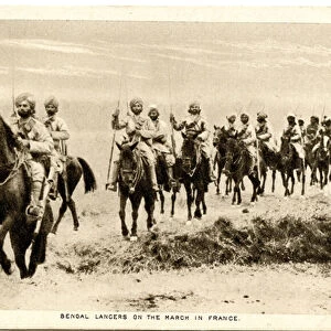 Bengal Lancers on the march in France, 1914-15 (sepia photo)
