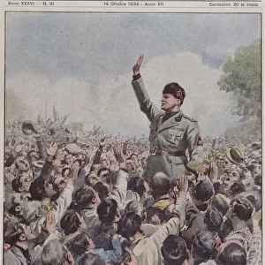 Benito Mussolini (1883-1945) acclaimed by the people, from