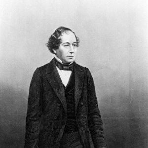 Benjamin Disraeli, engraved by D. J. Pound from a photograph (engraving) (b / w photo)