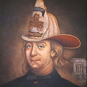 Benjamin Franklin wearing the uniform of the Union Fire Company which he founded in