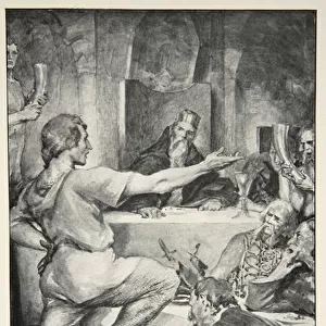 Beowulf replies haughtily to Hunferth, from Hero Myths