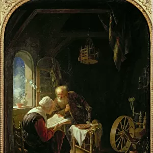 The Bible Lesson, or Anne and Tobias (oil on panel)