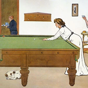 A Billiards Match (colour litho)
