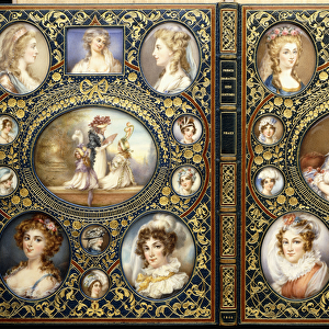 Binding with twenty-four portrait miniatures, from the book