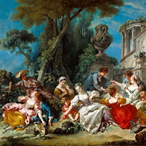 The Bird Catchers, 1748 (oil on canvas)