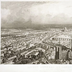 Birds Eye View of London from Westminster Abbey, engraved by A