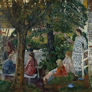 Birthday in the Garden, 1926-28 (oil on canvas)