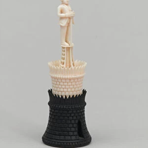 Black rook, chess piece, India, 1820 circa (ivory)