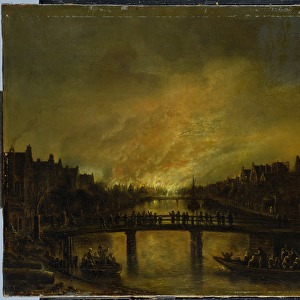Blaze in Amsterdam (oil on canvas)