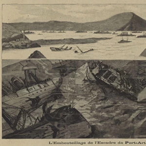 Blockade of the Russian naval squadron at Port Arthur (engraving)