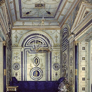 The Blue Study in the Grand Palais in Tsarkoye Selo, before 1840 (w / c, gouache