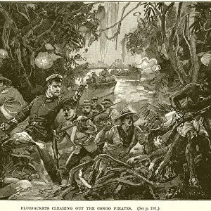 Bluejackets clearing out the Congo Pirates (engraving)