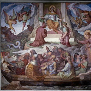 The boat of souls and the entrance of Dante and Virgil in the mountain of Purgatory