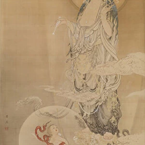 The Bodhisattva Kannon, 1883 (ink, colour & gold on silk)
