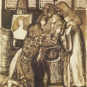 Bonifazio's Mistress - Compositional Study, 1856 (ink on paper)