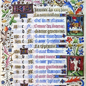 Book of hours of the 15th century. The month of January. Milan, Biblioteca Trivulziana