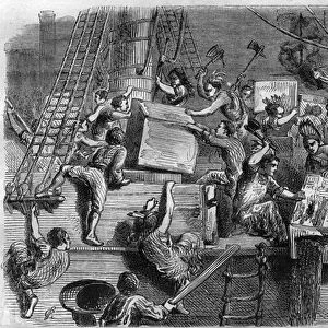 Boston tea party. US War of Independence: revolt of American settlers