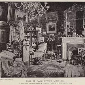 Boudoir of Eleanor de Falbe, Luton Hoo, Bedfordshire, where the Duke of Clarence proposed to Mary of Teck in 1891 (b / w photo)