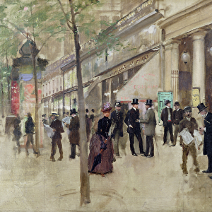 The Boulevard Montmartre and the Theatre des Varietes, c. 1886 (oil on canvas)