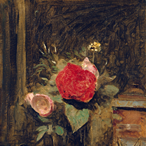 Bouquet of Flowers in a Glass beside a Tobacco Pot, c. 1873-74 (oil on canvas)