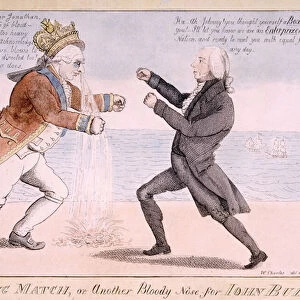 A Boxing Match or, Another Bloody Nose for John Bull (colour litho)